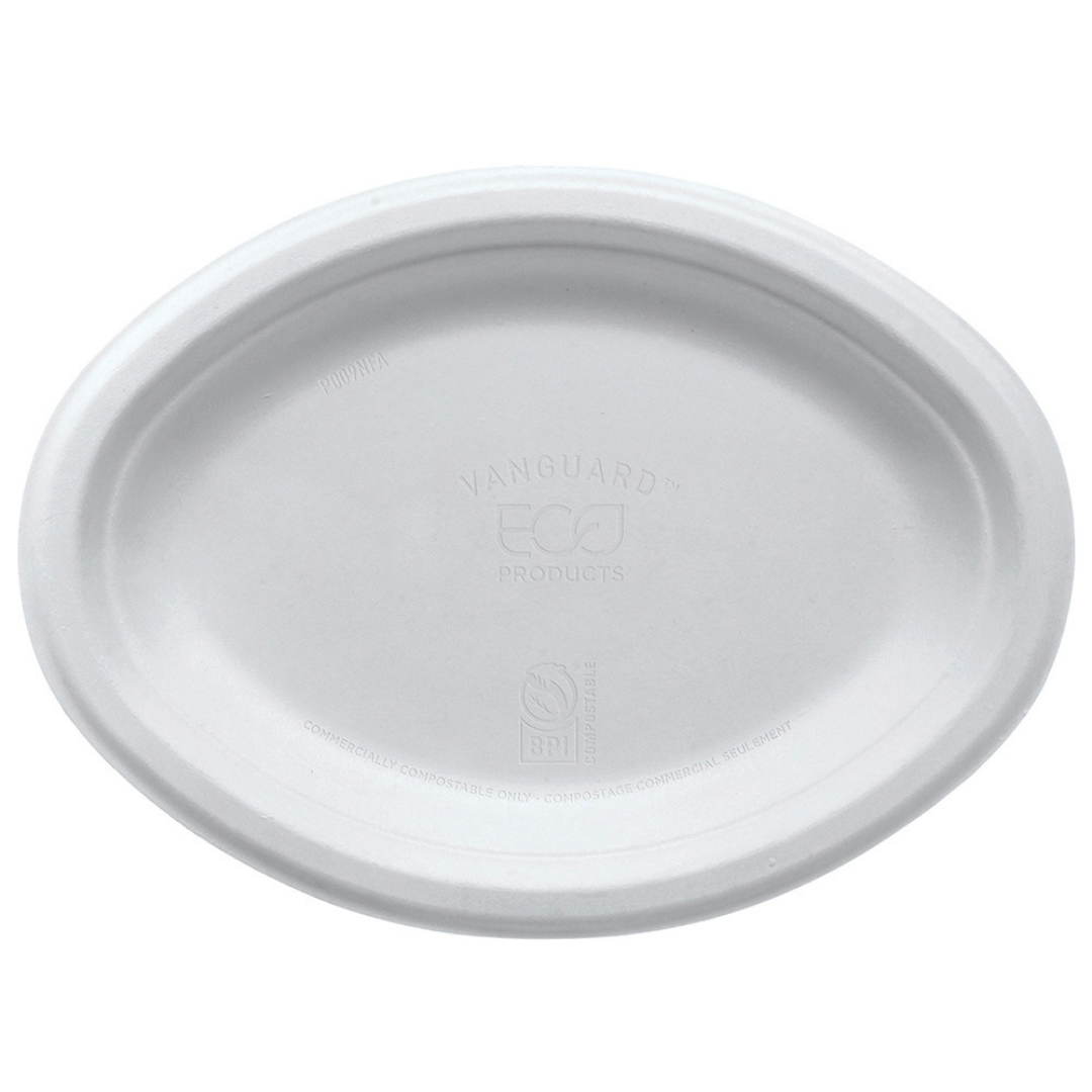10" Oval Plate | Sugarcane Fiber | No Added PFAS | Case of 500