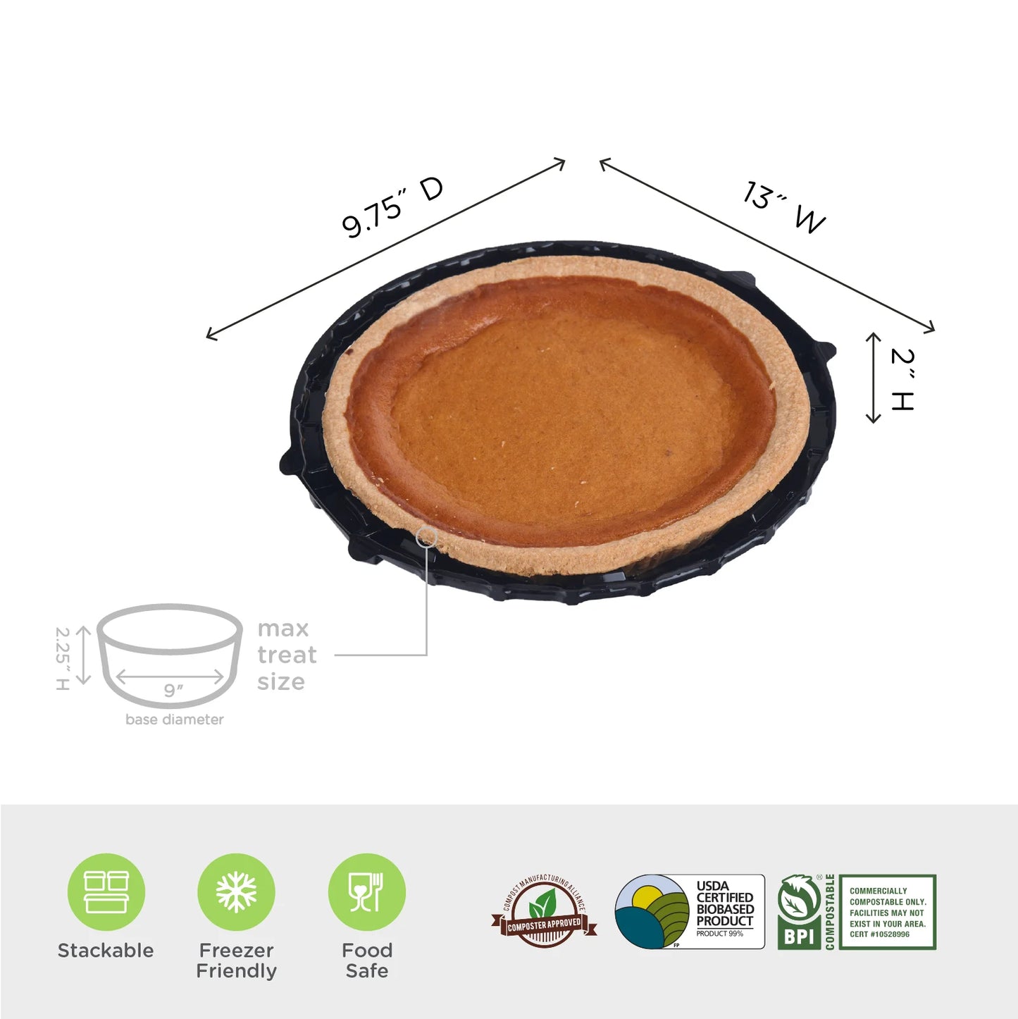 9" Simply Secure Pie Base | Compostable | Lid Sold Separately