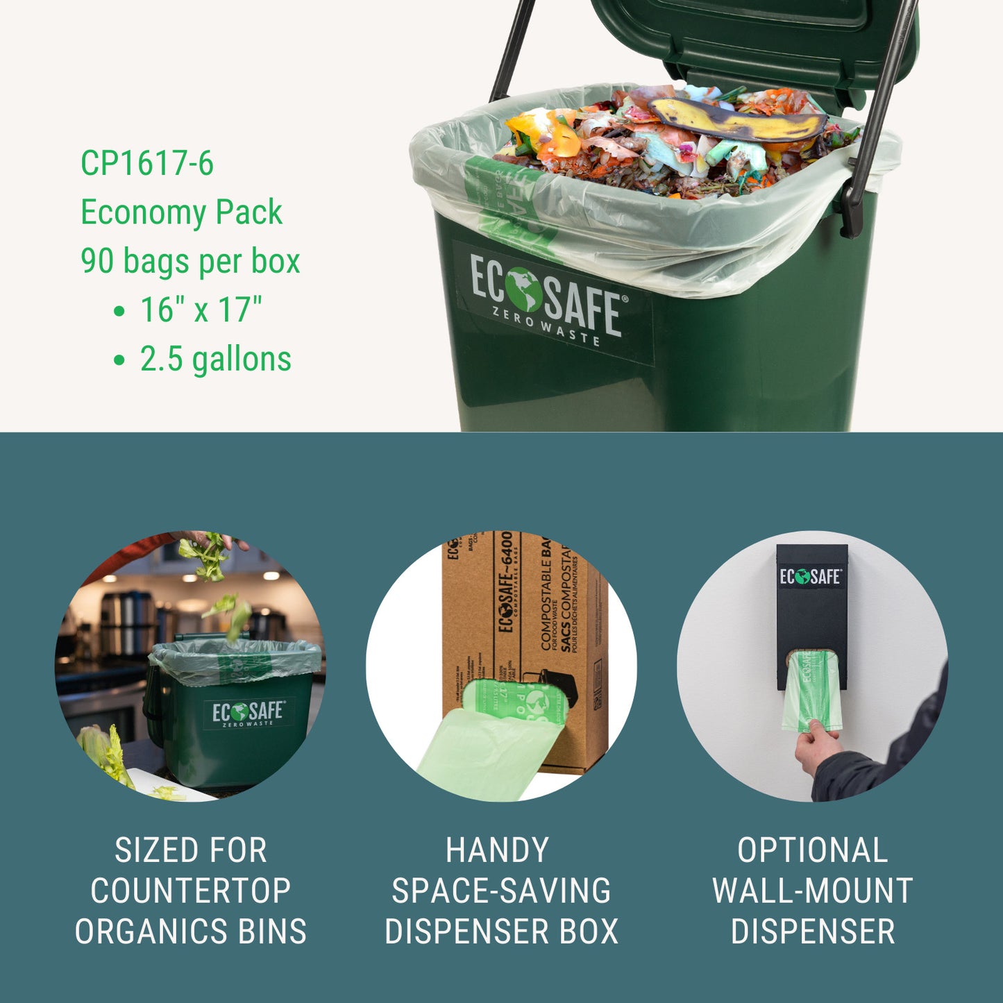 2.5 gal Certified Compostable Trash Bags | 16"x17"