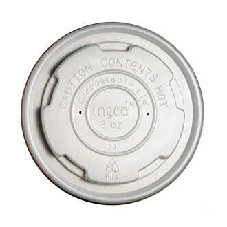 Flat Lid for 8 oz Hot and Cold Food Container | Compostable CPLA (Pack of 150)