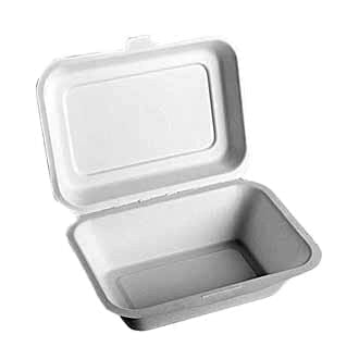 9" x 6" x 3" Clamshell Single Compartment Sugarcane (Case of 200)