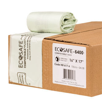 2.5 gal Certified Compostable Trash Bags 16"x17" (Pack of 90)