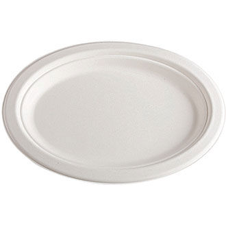 10" Oval Plate | Sugarcane Fiber | White
