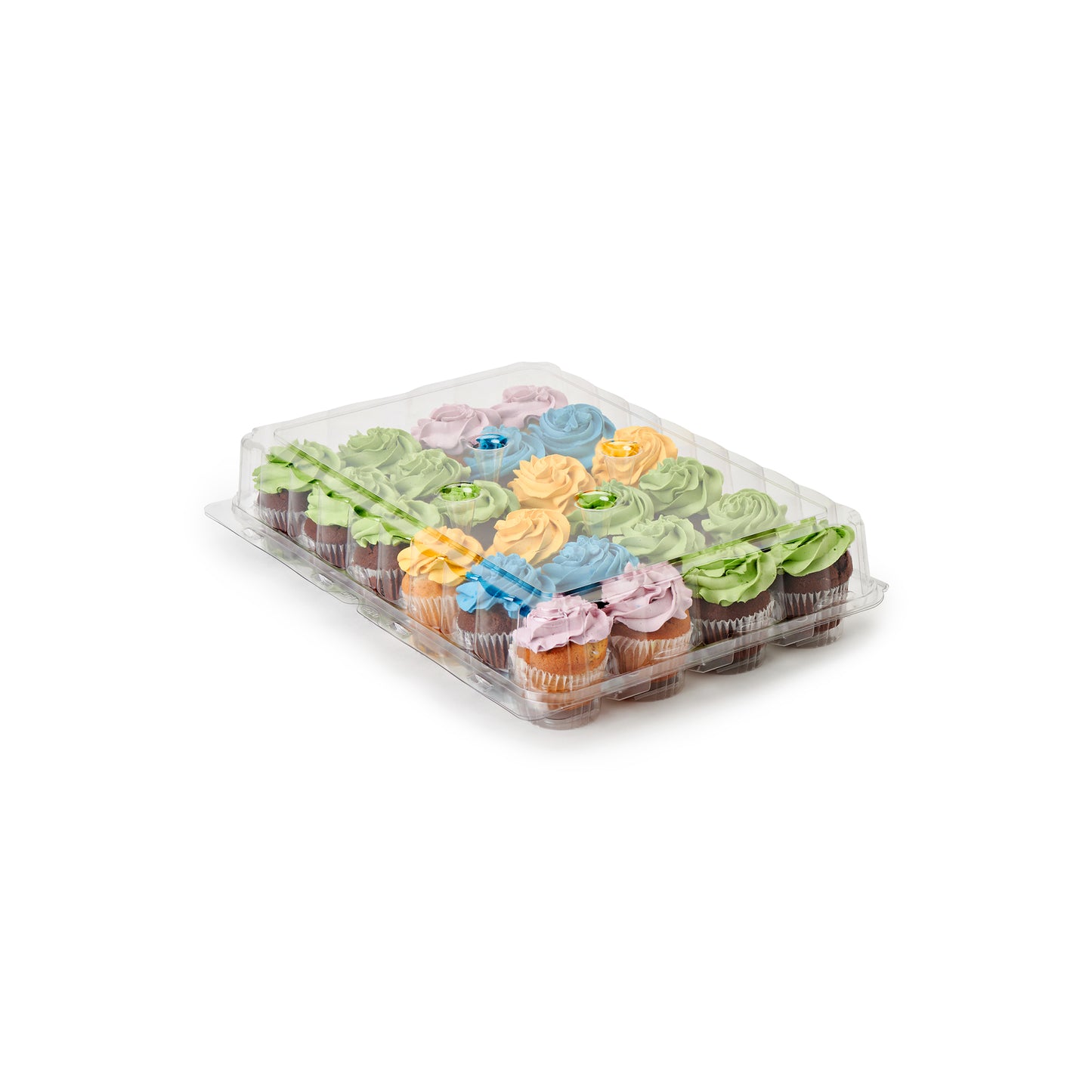 24-Pack | 3.5" Classic Cupcake & Muffin Compostable Container | Clear | Made in USA