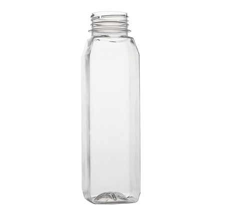12 oz Juice Bottle | Tall Square | PET | Clear