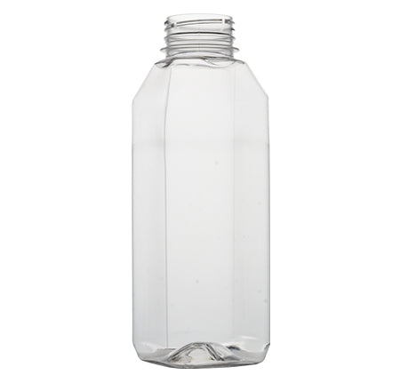 16 oz Juice Bottle | Tall Square | PET | Clear