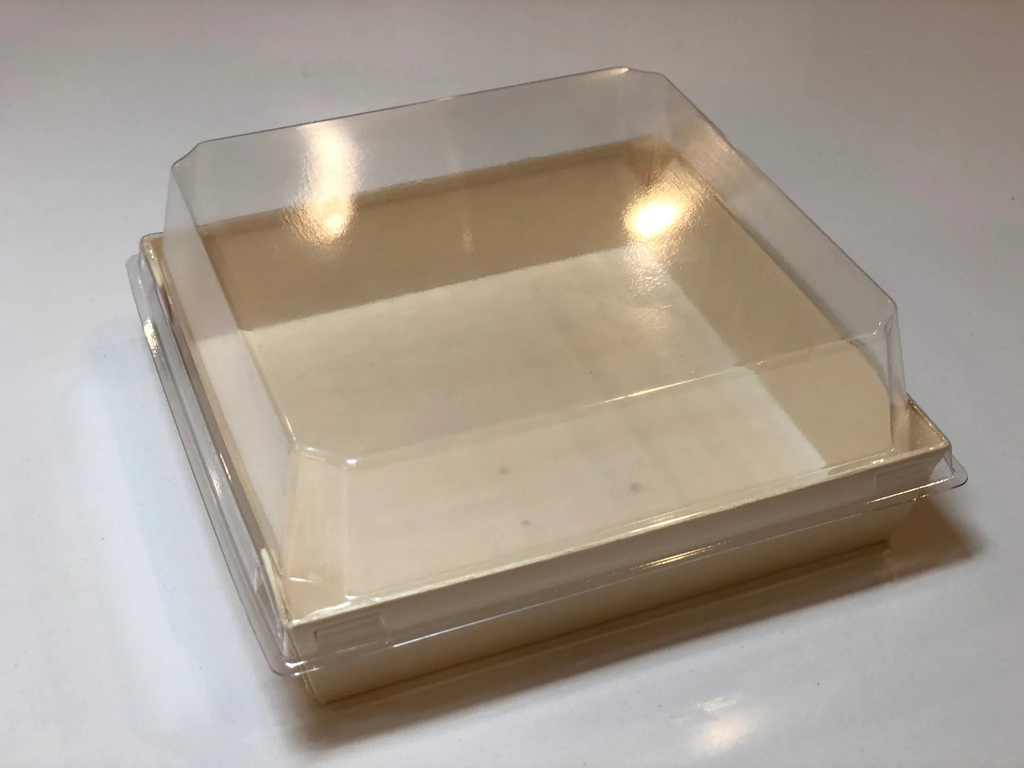4.6" X 4.6" Covered Tray Set | Compostable Balsa Tray with RPET Lid | 100 of each
