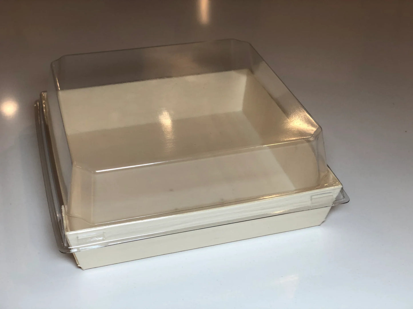 5.6" X 5.6" Covered Tray Set | Compostable Balsa Tray with RPET Lid | 100 of each