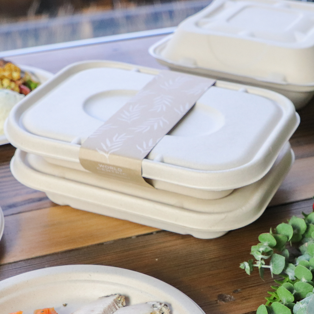 36 oz Fiber To Go Container | 10" x 7.5" x 1.5" | PLA Lined | Compostable (Pack of 50)