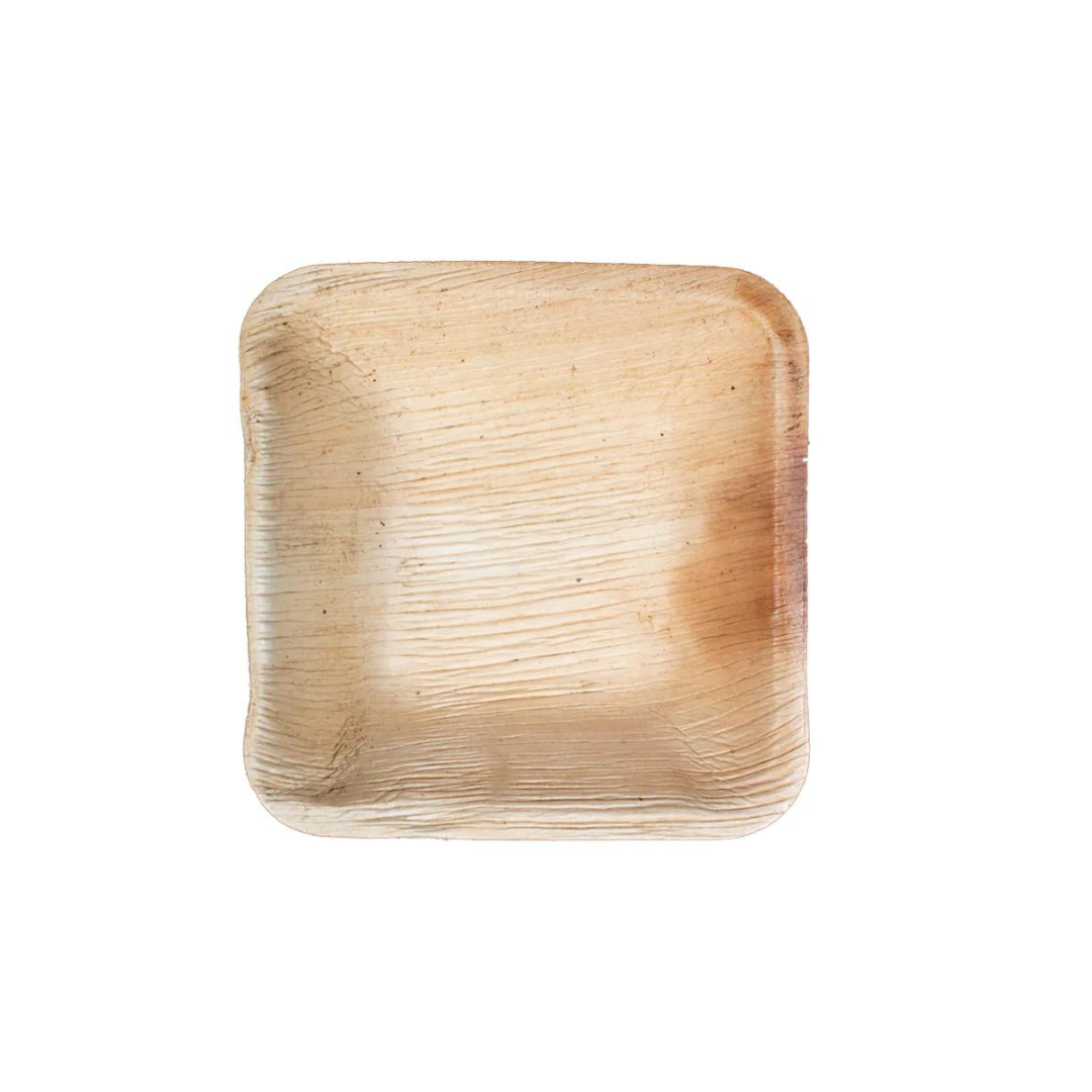 4" Square Plate | Compostable Palm Leaf