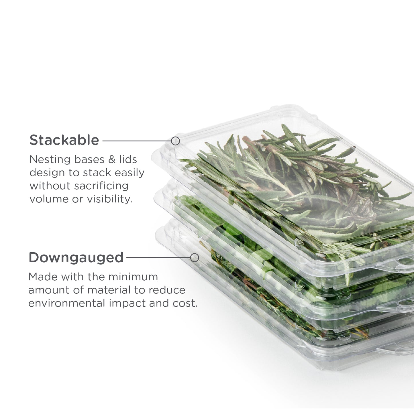 0.75 - 1 oz.  Top Seal Hanging Fresh Herb & Microgreen Package | Clear | Good Natured® | Compostable PLA