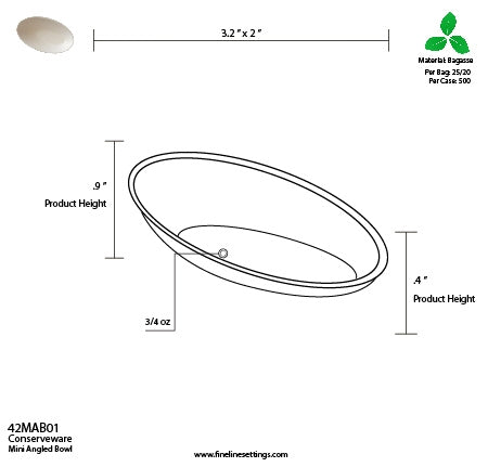 Mini Angled Bowl | Natural Fiber | Compostable (Case of 500)