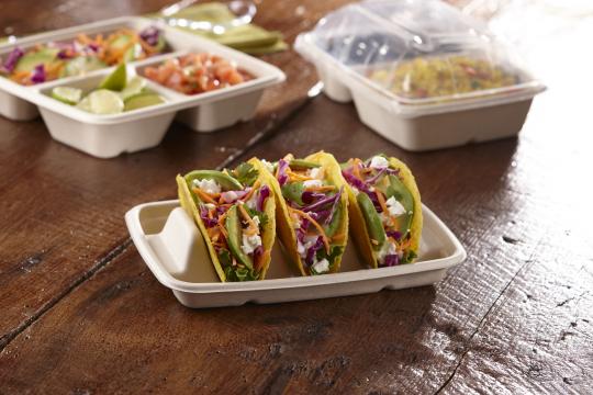 Clear Dome Lid for 3 Divider Taco Tray | Recyclable (Case of 300)