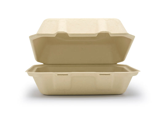 8" x 8" Compostable Clamshell | 1 Compartment | No PFAS Added (Case of 200)
