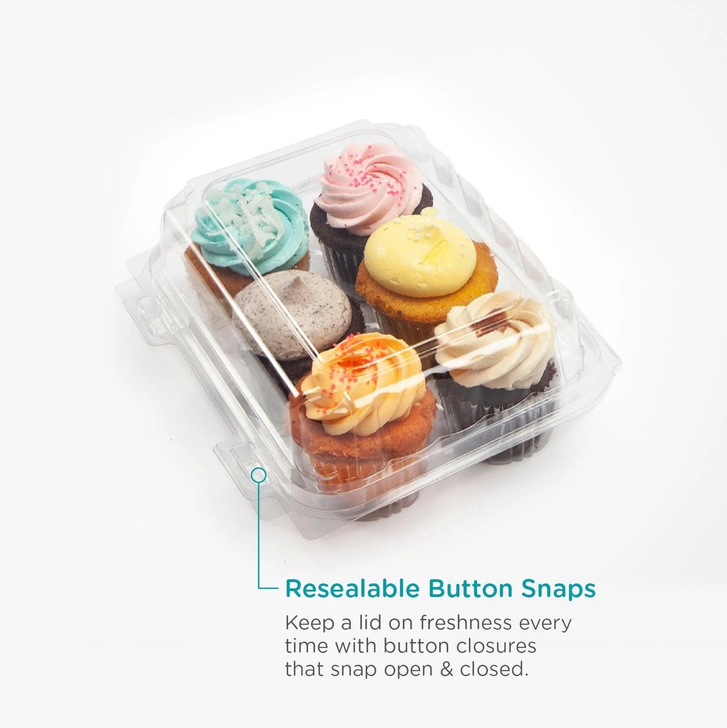 2.25" Mini Cupcake & Muffin | Clear Compostable 6 Pack Container
