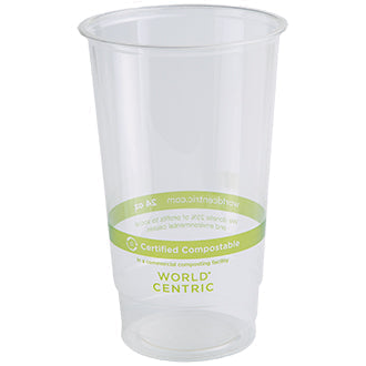 24 oz Cold Cup | Clear | Certified Compostable (Pack of 500)
