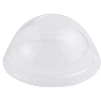 Dome Lid | Fits 9-24 oz Cold Cups | No Straw Hole | Clear PLA