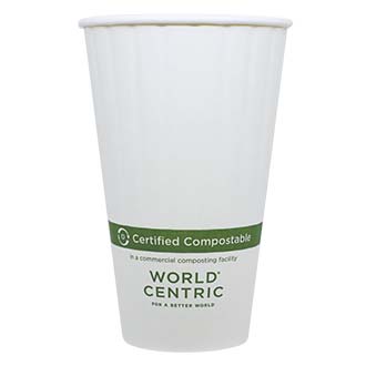 16 oz SFI® Paper Compostable Hot Cup | Double Wall | White