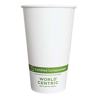 16 oz FSC® Paper Compostable Hot Cup | White