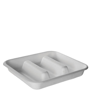 3 Divider Taco Tray | White Sugarcane | Compostable (Case of 300)