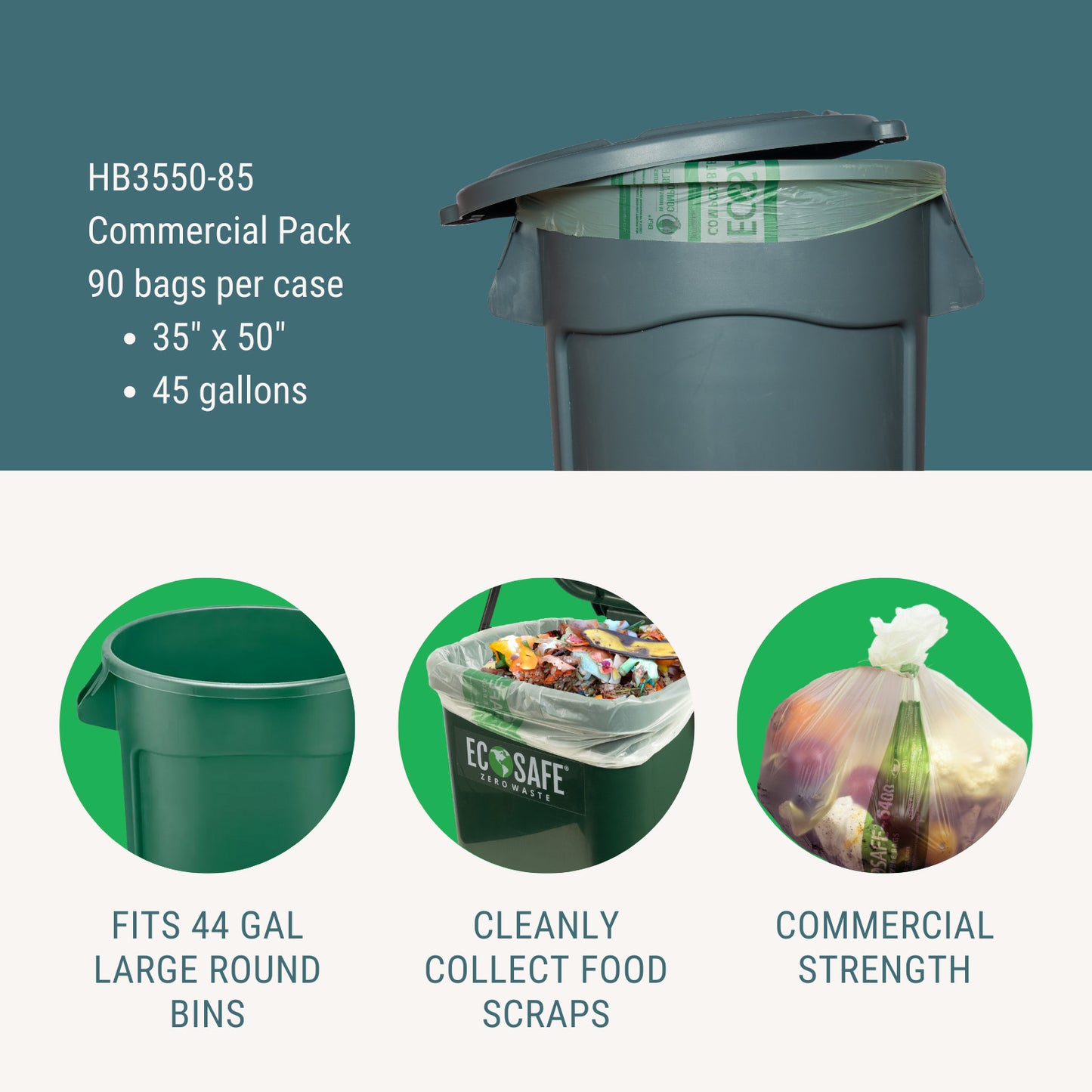 45 gal Certified Compostable Trash Bags | 35"x50"