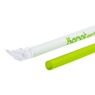9" PLA Drinking Straws | Compostable | Wrapped | Giant | Green (Pack of 1000)