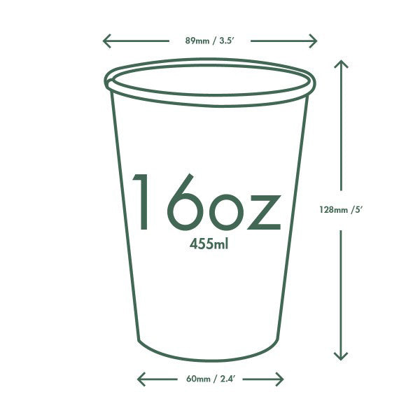 16 oz White Hot Cups | 89-Series | Compostable