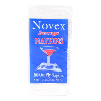 Recycled White Beverage Napkins 9" x 9.8" | 1-ply | Made in USA (Pack of 500)