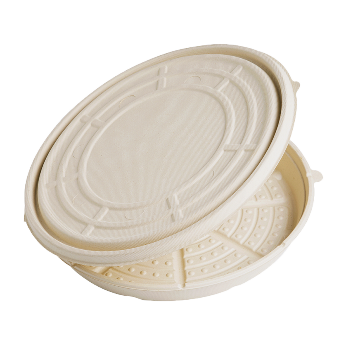 12" Fiber Pizza Tray with Lid | No Added PFAS | Compostable (Pack of 50)