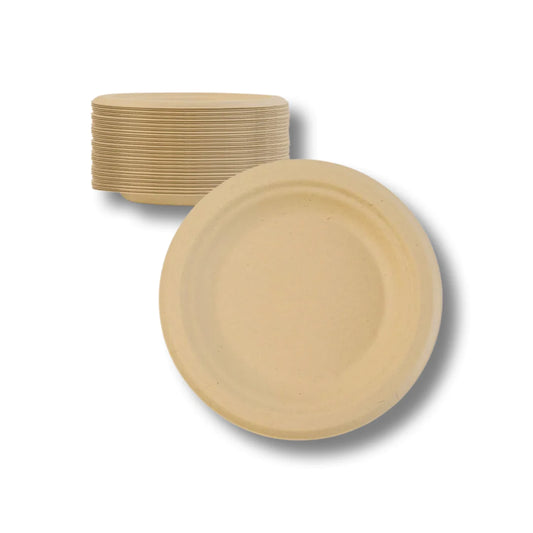 7" Round Plate | Sugarcane & Bamboo | No Added PFAS (Case of 1000)