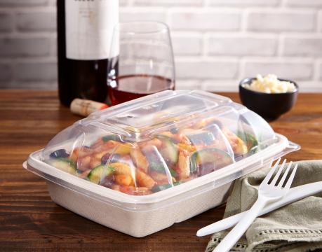 Clear Dome Lid for 3 Divider Taco Tray | Recyclable (Case of 300)