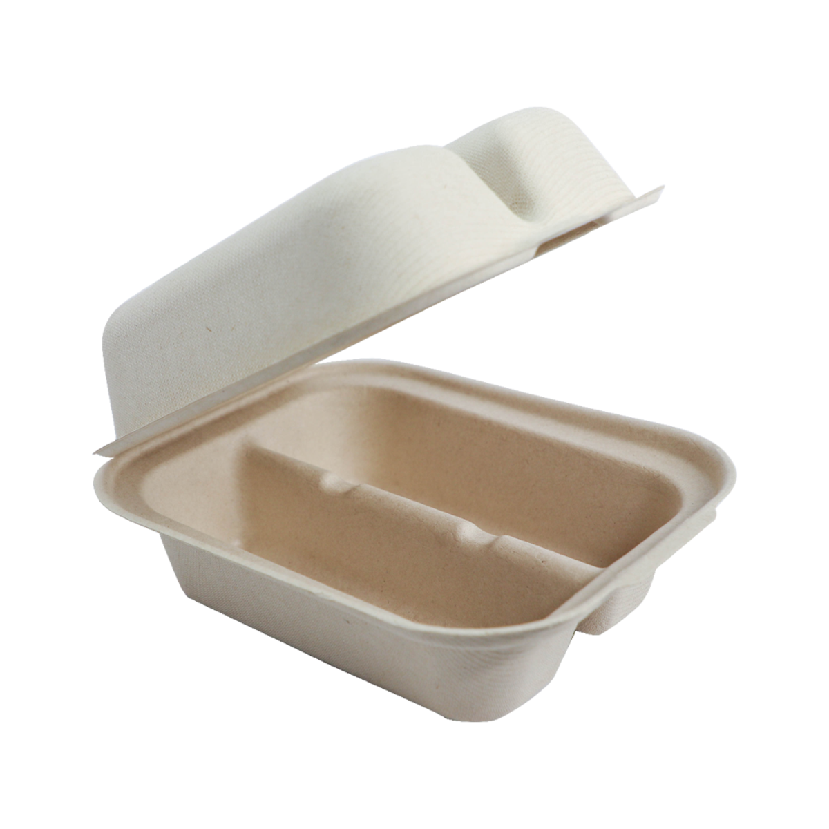 8"x 5"x 3" Taco Box Clamshell 2 Compartment | Natural Plant Fiber (Pack of 200)