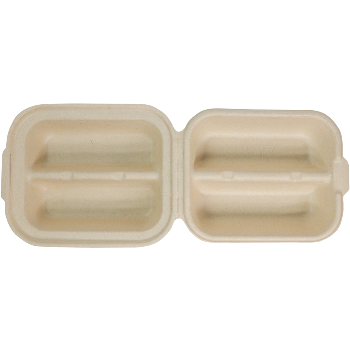 8"x 5"x 3" Taco Box Clamshell 2 Compartment | Natural Plant Fiber (Pack of 100)