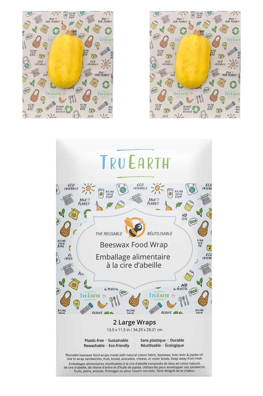 Tru Earth® Beeswax Food Wraps | Reusable | 2-Pack of Large Wraps