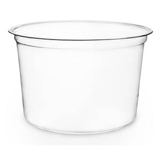 16 oz Compostable Round Deli Container | Clear | Vegware® | PLA (Case of 500)