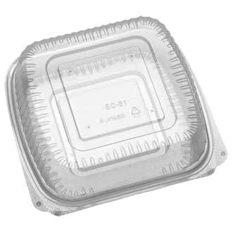 8" x 8" x 3" Clamshell Container | Clear PLA  (Case of 160)