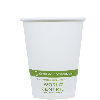 8 oz FSC® Paper Compostable Hot Cup | White