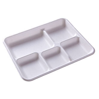 8.0" x 10.5"  5 Compartment Tray | Compostable School Lunch Tray (Pack of 100)