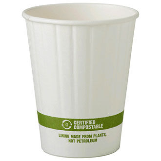 12 oz Compostable Hot Cup | FSC® Paper Cup | PLA Lined | Double Wall | White