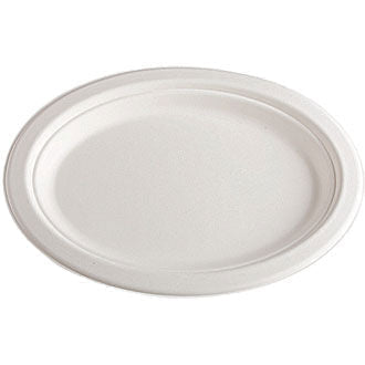 10" Oval Plate | Compostable Sugarcane Fiber | White  (Case of 500)