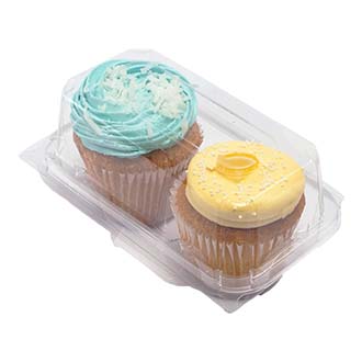 3" Clear Compostable Cupcake & Muffin Container | 2 Pack | Made in USA (Case of 100)