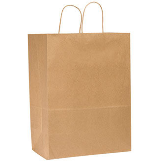 13"x6"x15.75" Kraft Paper Shopping Bags w/ Handles | Traveler
