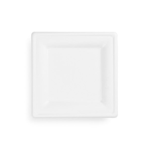 8" Square Plate | White Sugarcane
