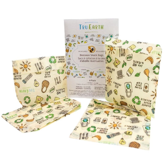 Tru Earth® Beeswax Food Storage Bags | Reusable | 4 pack | 2 Medium/2 Large