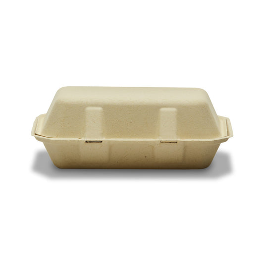 9" x 6" Compostable Clamshell | 1 Compartment | No PFAS Added (Case of 200)