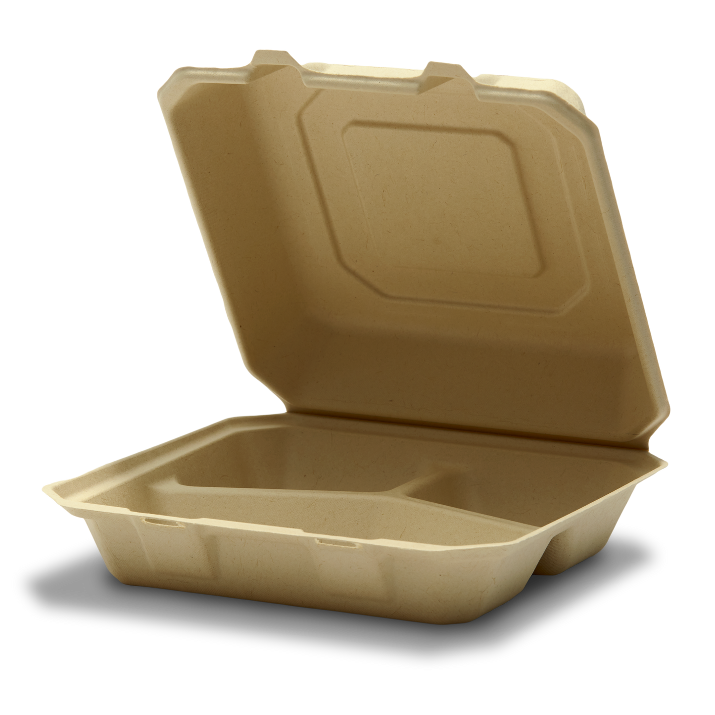 9" x 9" Compostable Clamshell | 3 Compartment | No Added PFAS