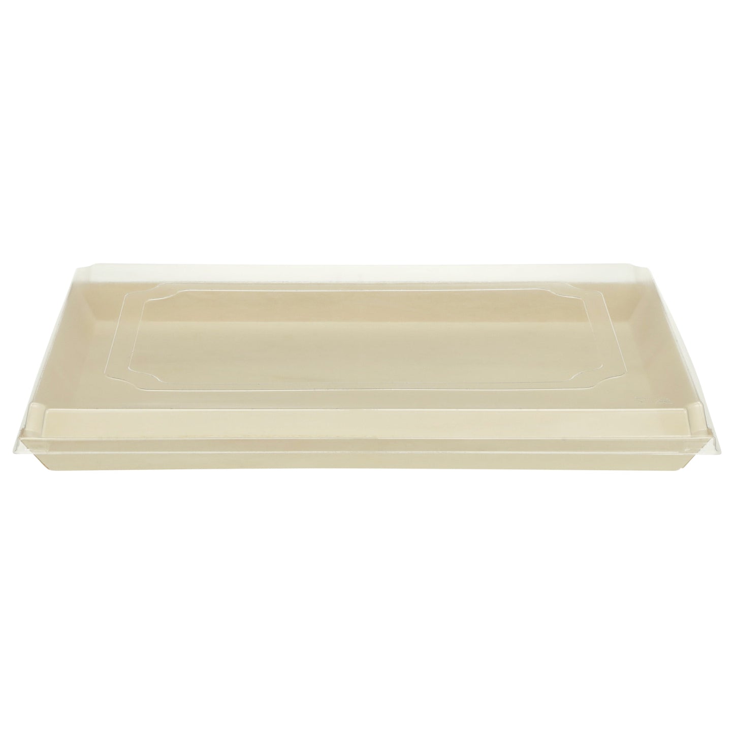 11.8" X 15" X 1" Covered Tray Set | Compostable Balsa Tray with RPET Lid | 50 of each (Case of 50)