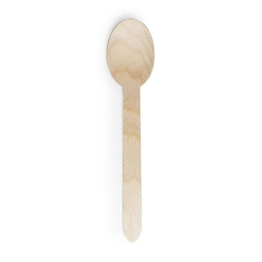 6" Compostable Birch Wood Spoon | Vegware® | Pack of 500