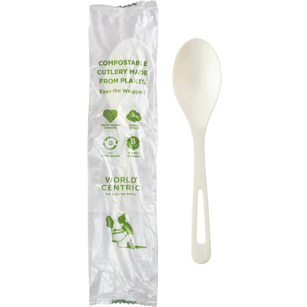 6" Spoon Individually Wrapped | Compostable  (Case of 750)